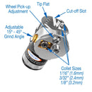Sharpening Head Tungsten Electrode Tip TIG Arc-Zone Welding Sharpie DX™ Adjustable Angle 15°-45° Silver Color