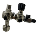 CO2 pressure reducer for food use with 2 majormix oxyturbo gauges