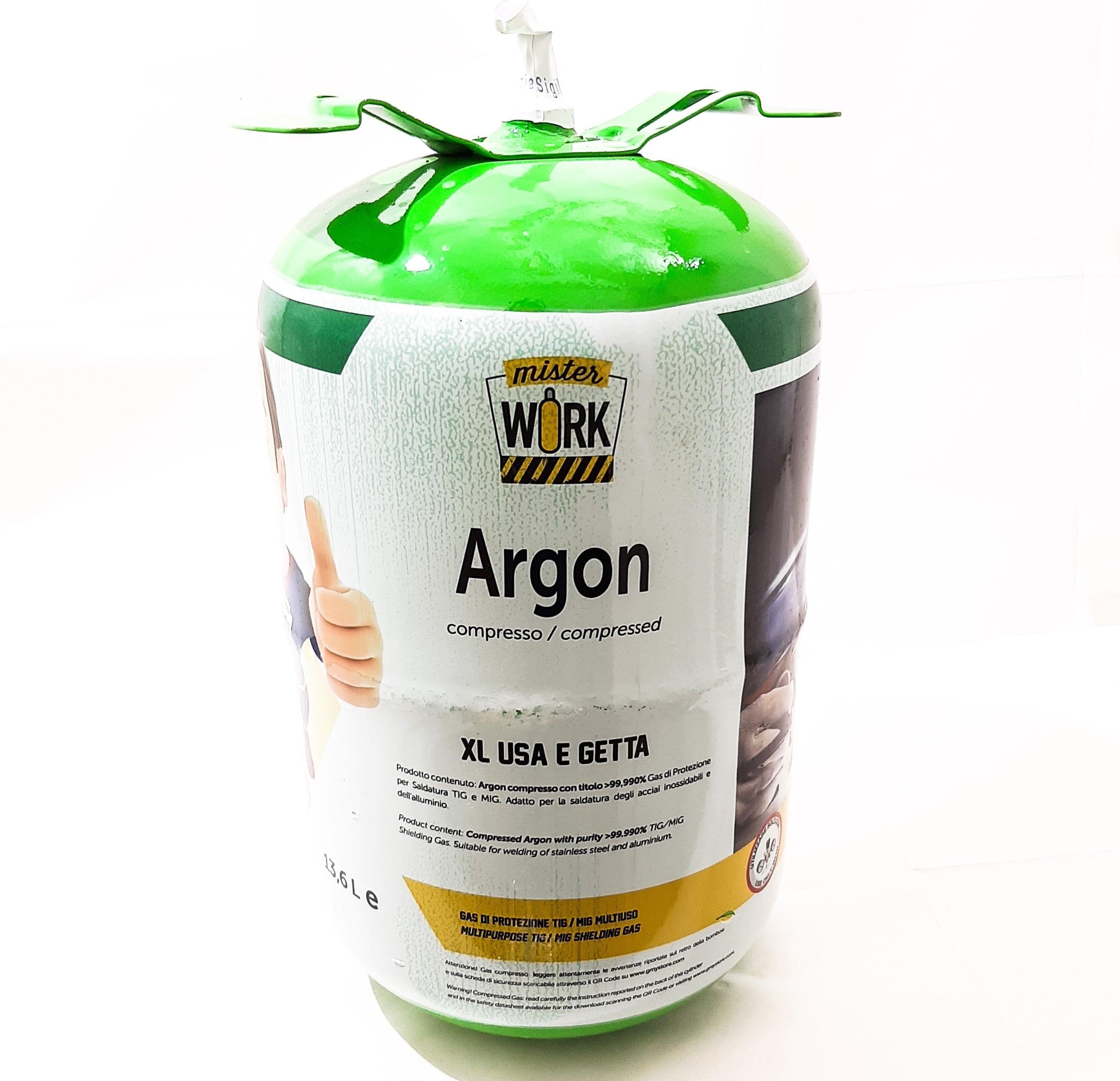 Gas Cylinder Argon Disposable 14 liters 60 Bar Welding TIG MISTER WORK XL