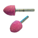 Cylindrical pointed wheel with 6 mm diameter shank in pink corundum 4 models available