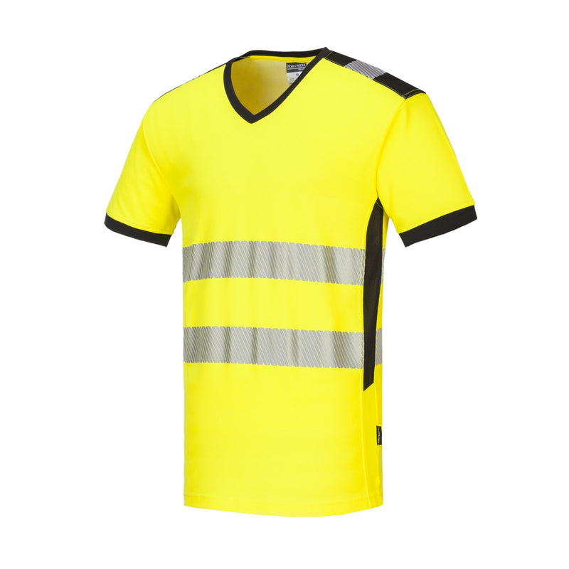 T-SHIRT-alta-visibilità-giallo-fluo-taglia-da-S-a-4XL-scollo-a-V-possibilità-ordinazione-colore-arancio-PORTWEST-PW310