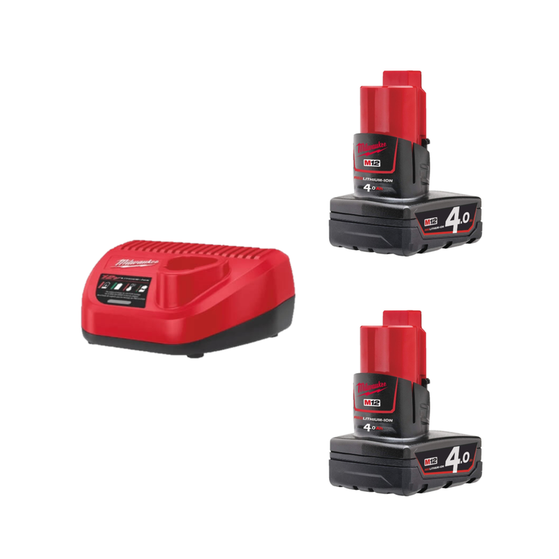2 x 6.0 ah batteries set with Milwaukee M12 NRG-602 charger