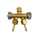 Derivazione 2 vie con rubinetto per riduttore di pressione GAS-OSSIGENO attacco 3/8" portagomma da 8 mm