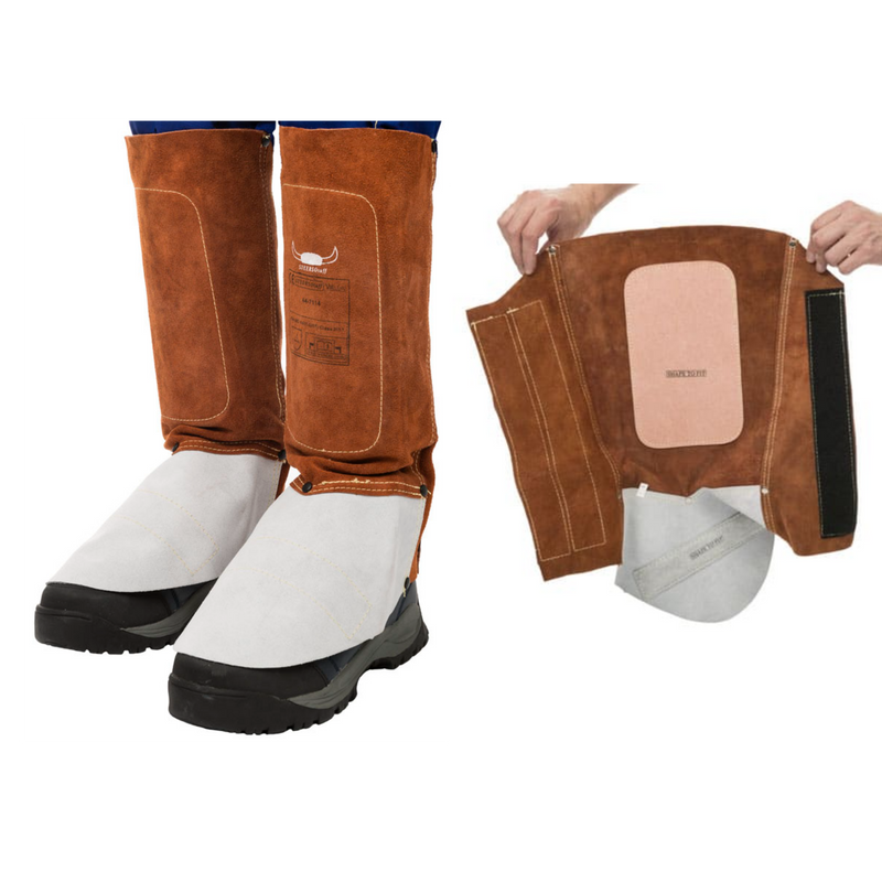 Ghette pelle crosta bovino lunghezza 36cm sopra scarpe per saldatore LAVA BROWN WELDAS 44-7114