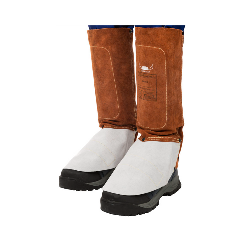 Ghette pelle crosta bovino lunghezza 36cm sopra scarpe per saldatore LAVA BROWN WELDAS 44-7114