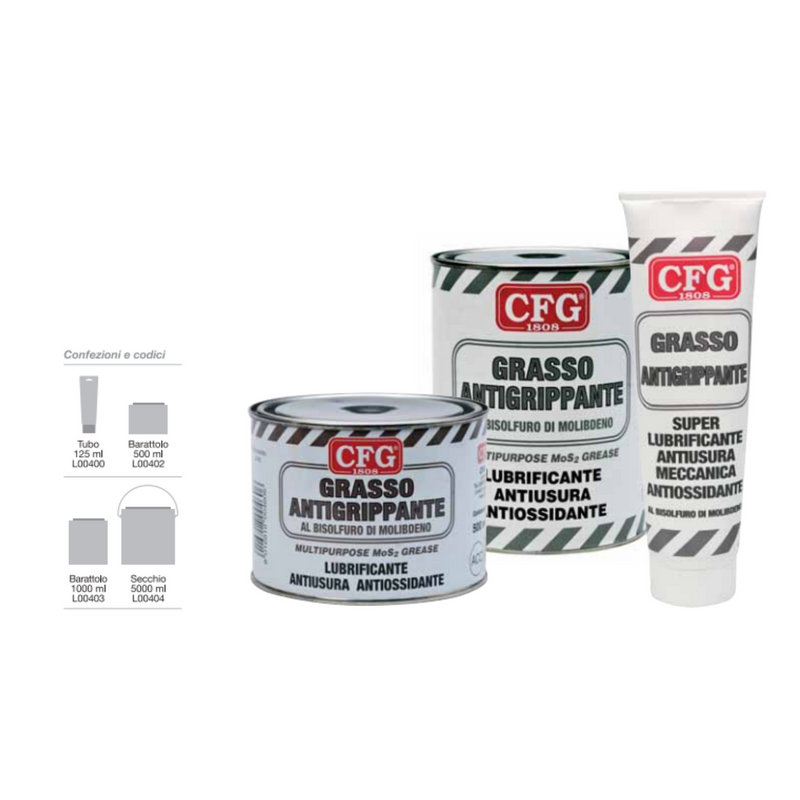 Barattolo Grasso Anti-grippante al bisolfuro di molibdeno 125-500-1000-5000ml CFG