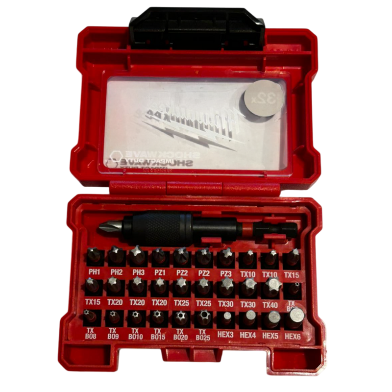 set-milwaukee-32bit-per-avvitatore-ad-impulsi-attacco-esagonale-1/4"-milwaukee-SHOCKWAVE-4932464240-ShW CD Set