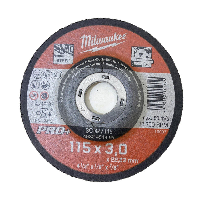 Dischi-abrasivi-e-da-taglio-per-ferro-e-per-acciaio-inox-Milwaukee-diametro-230/115-mm-vari-spessori-Tecnista