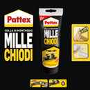 Pattex Millechiodi Forte & Rapido adesivo colla di montaggio tubetto da 250 gr. per sostituire chiodi o tasselli adatto per legno, vetroresina, muro, sughero