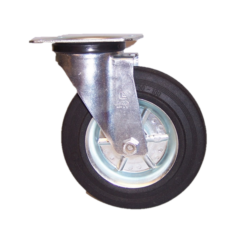 Wheel Swivel holder in steel sheet, rubberized 100x30 lag 12258