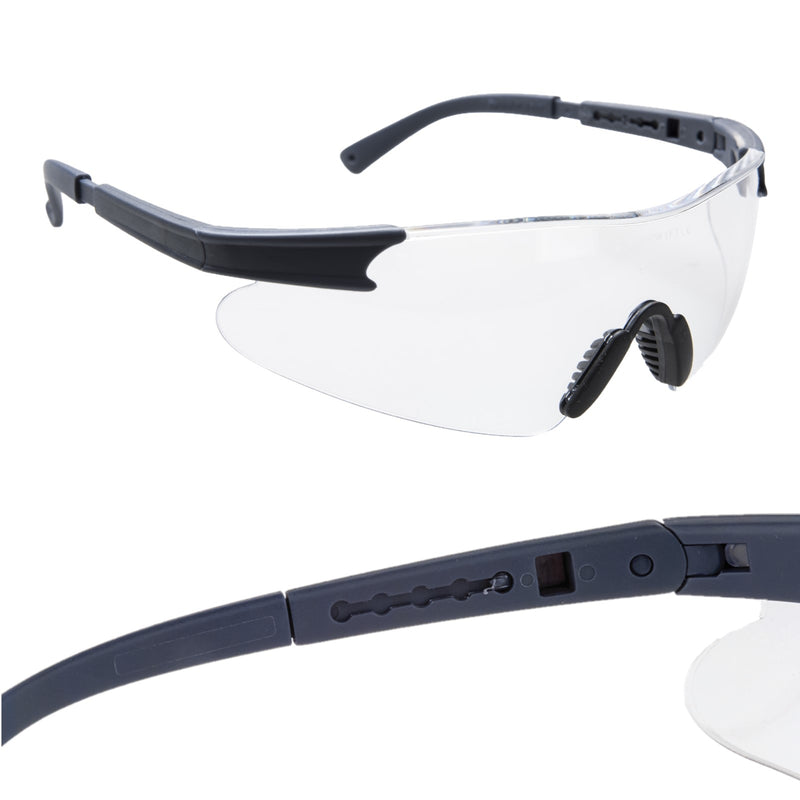 Occhiale trasparente curvo di sicurezza leggero e resistente PORTWEST PW17