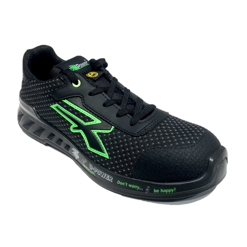 Low safety shoe black / green S3 UPOWER STEVE sizes from 40 to 45
