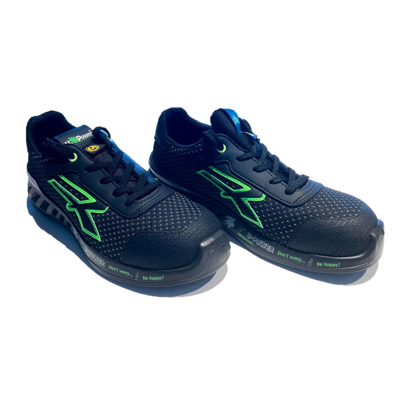 Low safety shoe black / green S3 UPOWER STEVE sizes from 40 to 45