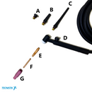 TORCIA TIG 26V 4-8 metri TRAFIMET made in Italy raffredd.aria, comando gas volantino