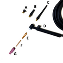 TORCIA TIG 17V 8 mt TRAFIMET made in Italy raffredd.aria, comando gas volantino