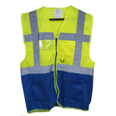 gilet-da-lavoro-alta-visibilità-in-giallo/blu-bi-color-con-zip-tasca-cellulare-porta-badge-taglie-L-XL-2XL-3XL