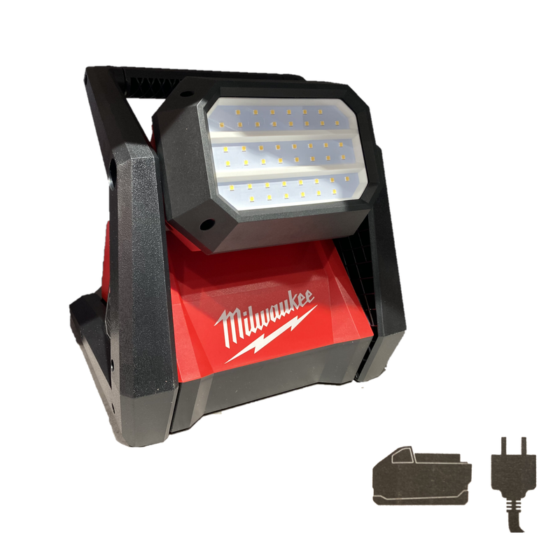 Lampada-faro-LED-da-cantiere-4000Lumen-a-3-intensità-alimentazione-a-cavo-elettrico-o-a-bratteria-18V-MILWAUKEE-M18-HOAL-0-batterie-non incluse