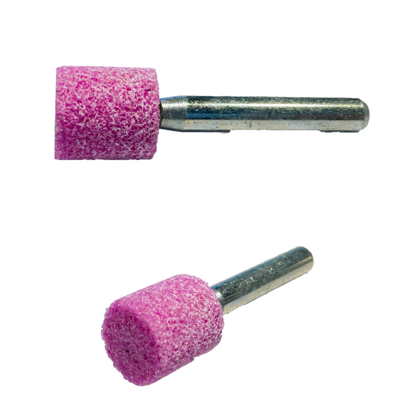 Cylindrical wheel with 6 mm diameter shank in pink corundum different models and diameters available