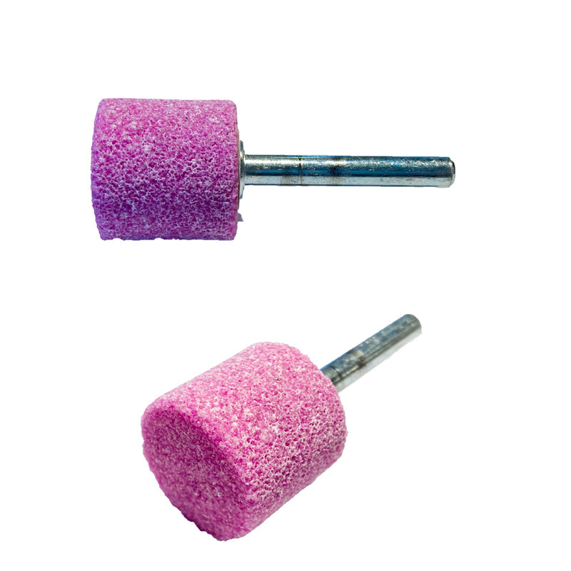 Cylindrical wheel with 6 mm diameter shank in pink corundum different models and diameters available