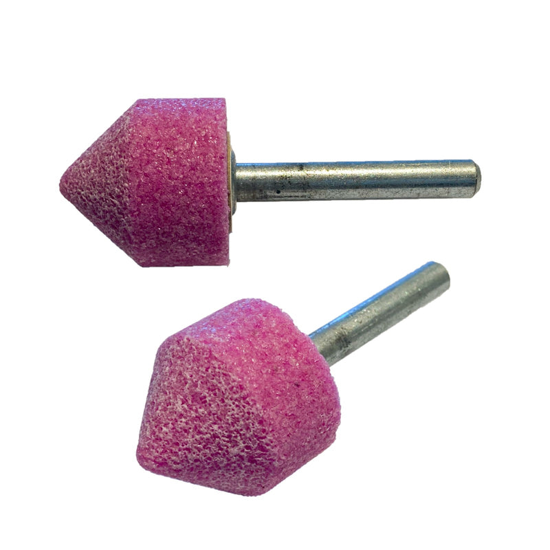 Moletta cilindrica a punta con gambo diametro 6 mm in corindone rosa 4 modelli disponibili