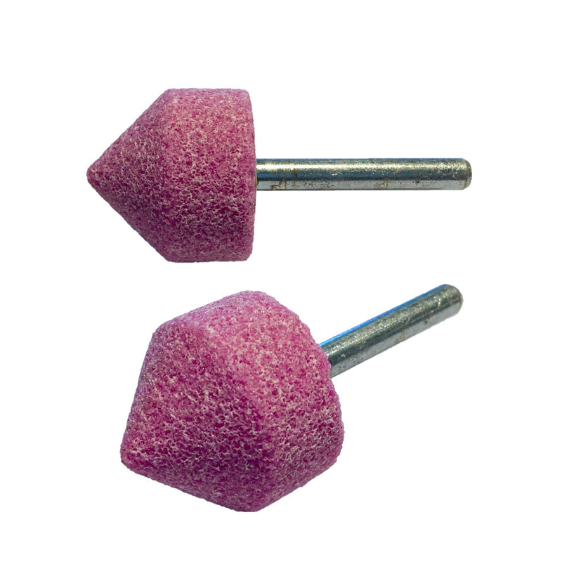Moletta cilindrica a punta con gambo diametro 6 mm in corindone rosa 4 modelli disponibili