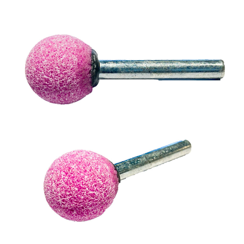 Spherical wheel with 6 mm diameter shank in pink corundum 4 models available