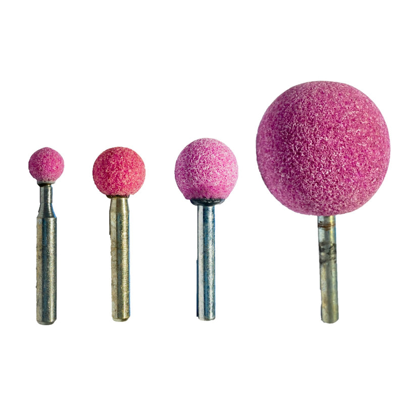 Moletta sferica con gambo diametro 6 mm in corindone rosa 4 modelli disponibili