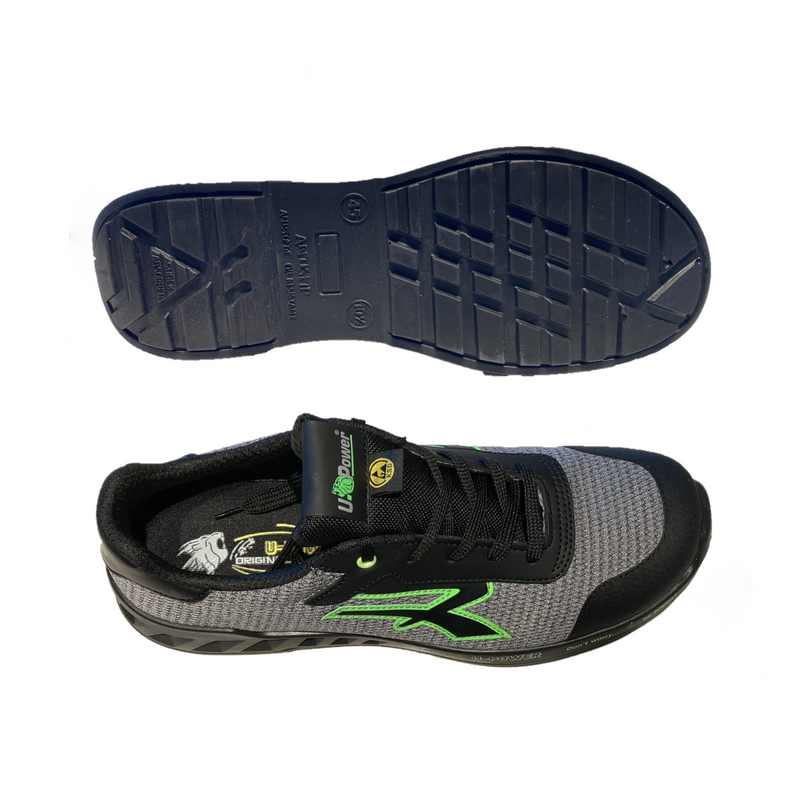 Scarpa antinfortunistica bassa estiva grigio/verde S1P UPOWER MIKE taglie da 39 a 45