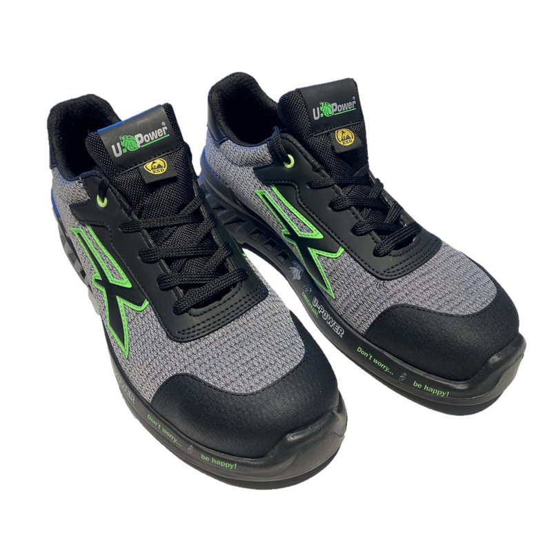 Gray / green low summer safety shoe S1P UPOWER MIKE sizes 39 to 45